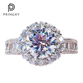 PRINGXY 3 קראט טבעת D צבע Moissanite 925 כסף סטרלינג פלטינה מצופה טבעת לנשים אירוסין תכשיטים יפים מתנה