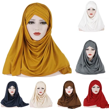 המוסלמים צעיף רגיל רך טורבן עניבה הראש עיוותי לנשים חלב משי ג 'רזי חיג' אב צעיף ארוך אפריקה בגימור נשים מוסלמיות חיג ' אב חם
