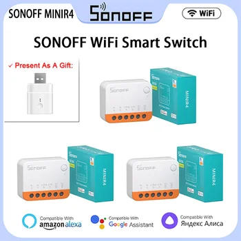 10PCS Sonoff MINIR4 WiFi חכם להחליף 10A מיני קיצוני 2-דרך בקרת בית חכם ממסר R5 S-חבר קול אלקסה אליס הבית של Google