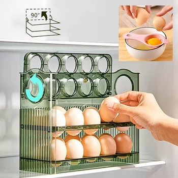 3. השכבה 30 מטבח הביצה תיבת אחסון מחזיק המקרר פלסטיק ביצה מגש תחבורה תיבת ארגונית עבור המקרר המכל נייד